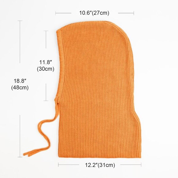 Unisex Orange Beanie Skull Cap with Drawstring Warm Winter Hats Outdoor - Picture 2 of 7